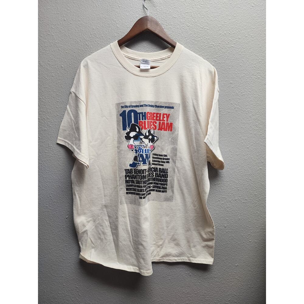 Greeley Blues Jam Shirt 10th Anniversary XL Concert Tee Cream Tee Men's 2014